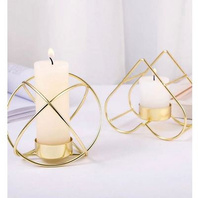 Wholesale Home Decoration Retro Classic Candle Three-legged Holder Geometric Candlestick Metal Wrought Iron Brass Candle Holder