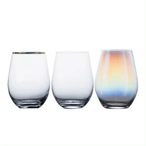 High Quality Custom Logo Transparent Wine Glasses Tumbler Hand Blown Stemless Glass Votive Holder