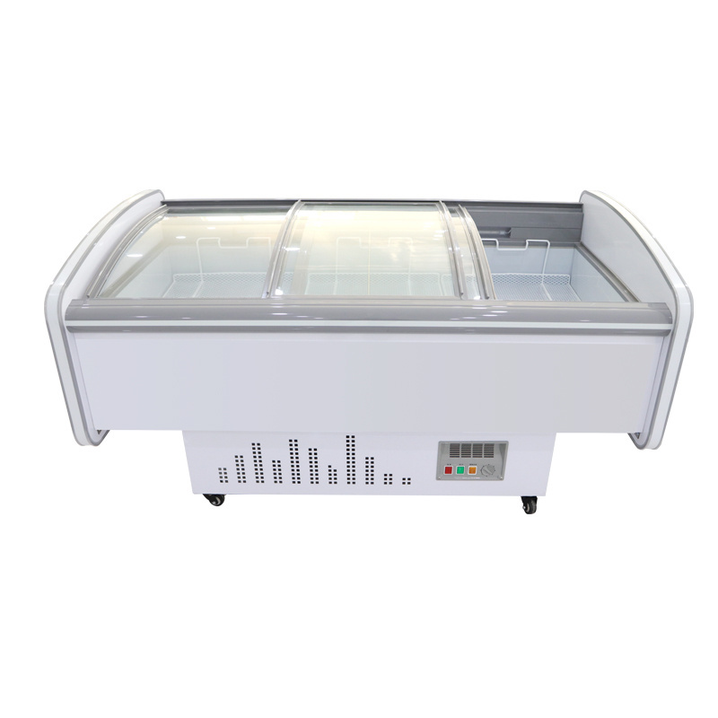 Supermarket convenience store use glass door ice cream chest deep freezer for Display frozen foods