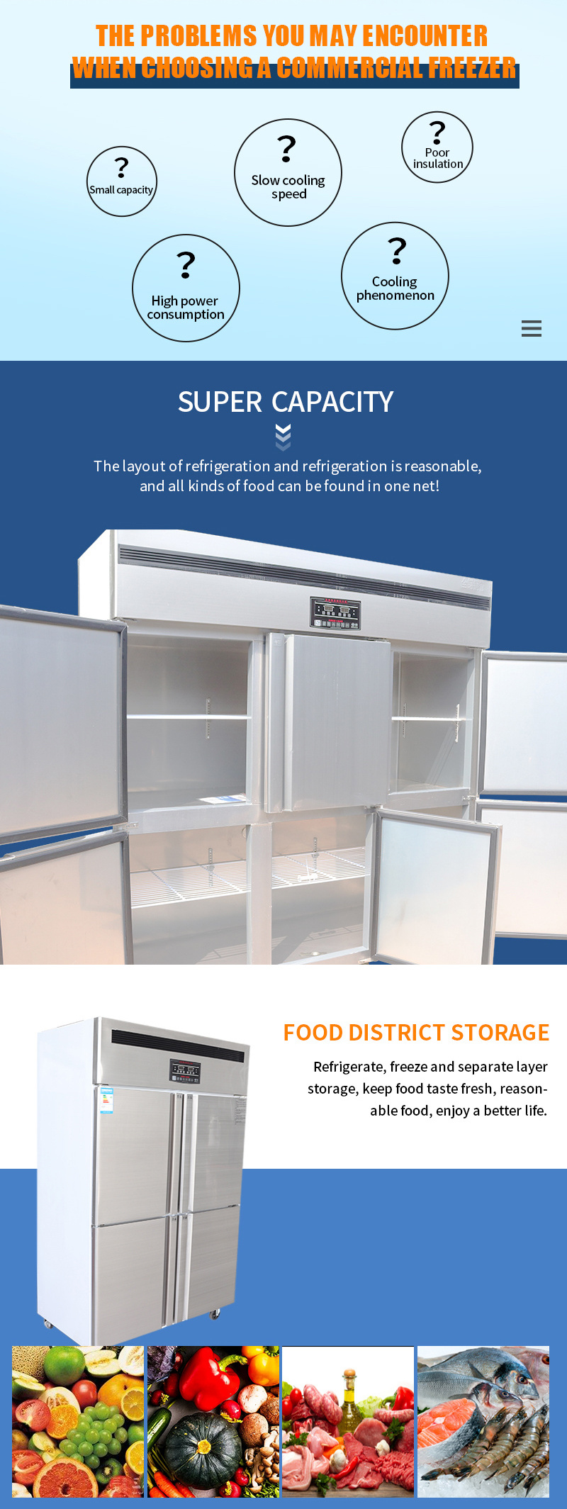 China manufacturer commercial refrigerator double temperature tabletop freezer and chiller