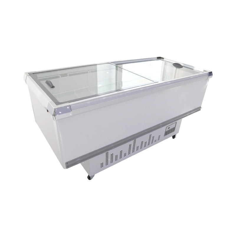 Supermarket convenience store use glass door ice cream chest deep freezer for Display frozen foods