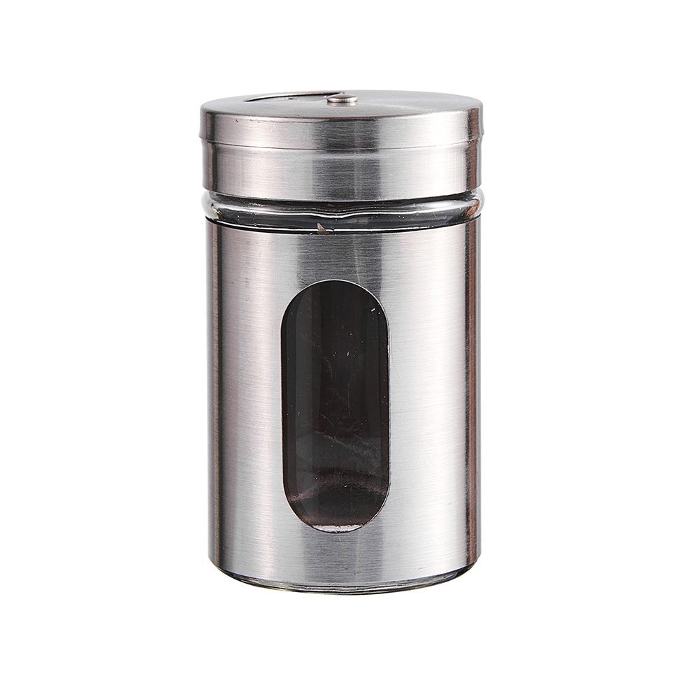 Stainless Steel Spice Jar Shakers Seasoning Container Restaurant Custom Modern Salt And Pepper Shakers With Rotating Lids