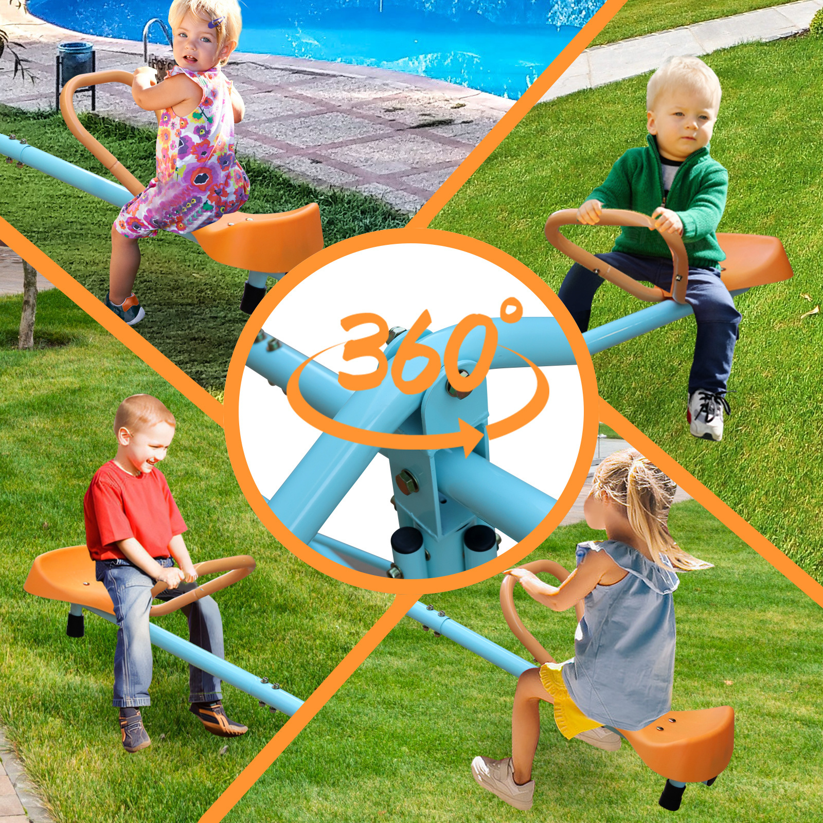 Outdoor Kids Spinning Seesaw Sit And Spin Teeter Totter Outdoor Playground Equipment Swivel Teeter Totter For Backyard