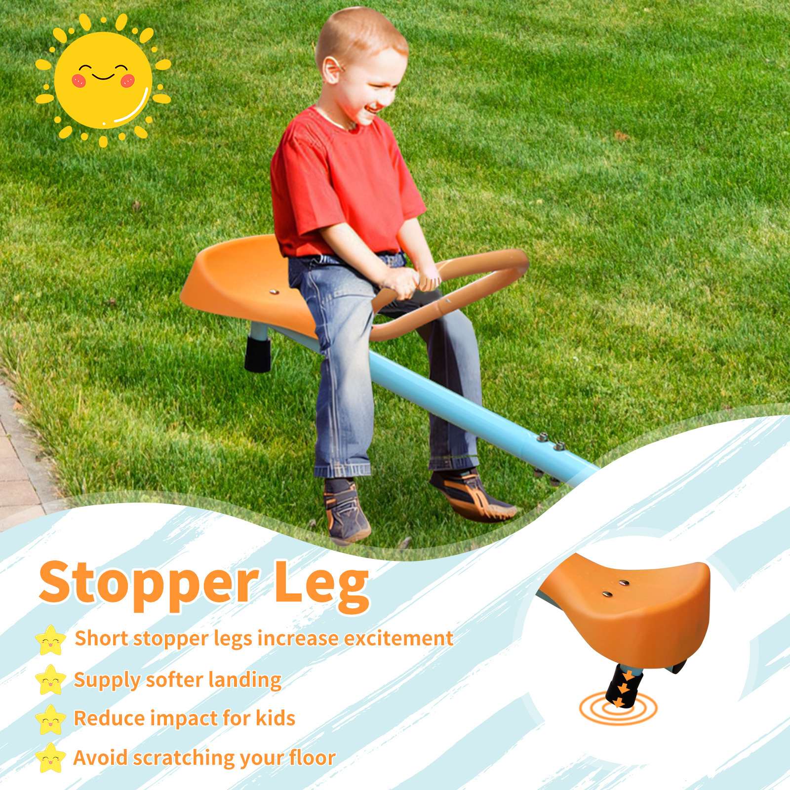 Outdoor Kids Spinning Seesaw Sit And Spin Teeter Totter Outdoor Playground Equipment Swivel Teeter Totter For Backyard