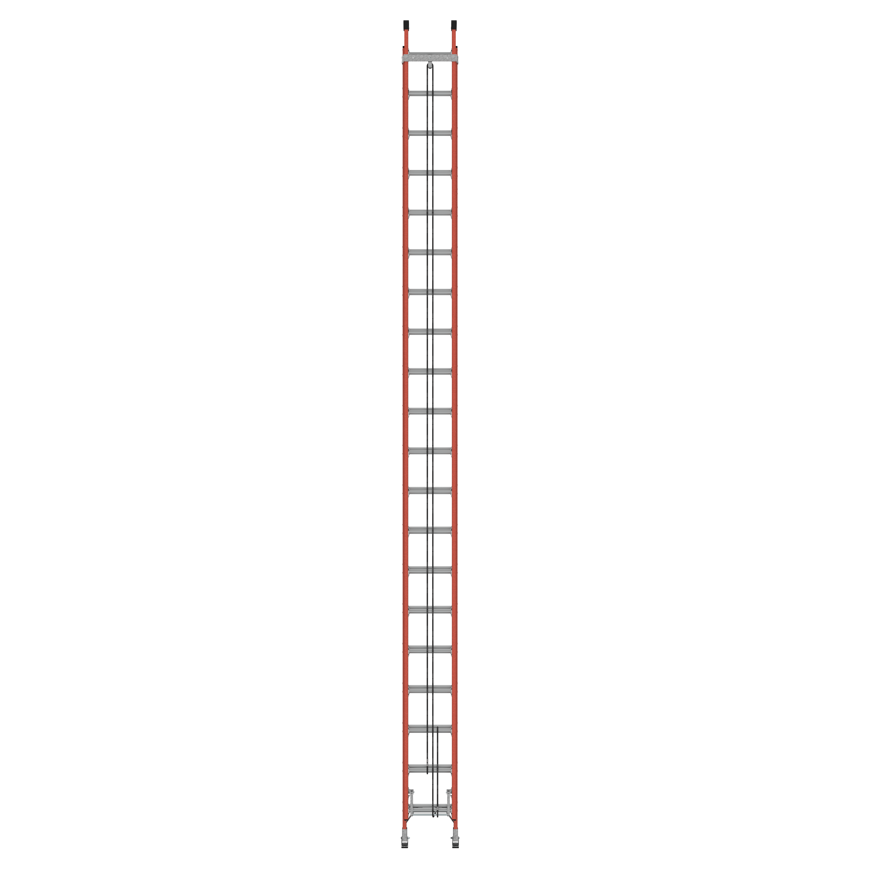 Red Yellow Orange Color Two Section Folding Telescopic Fiberglass Step Ladder