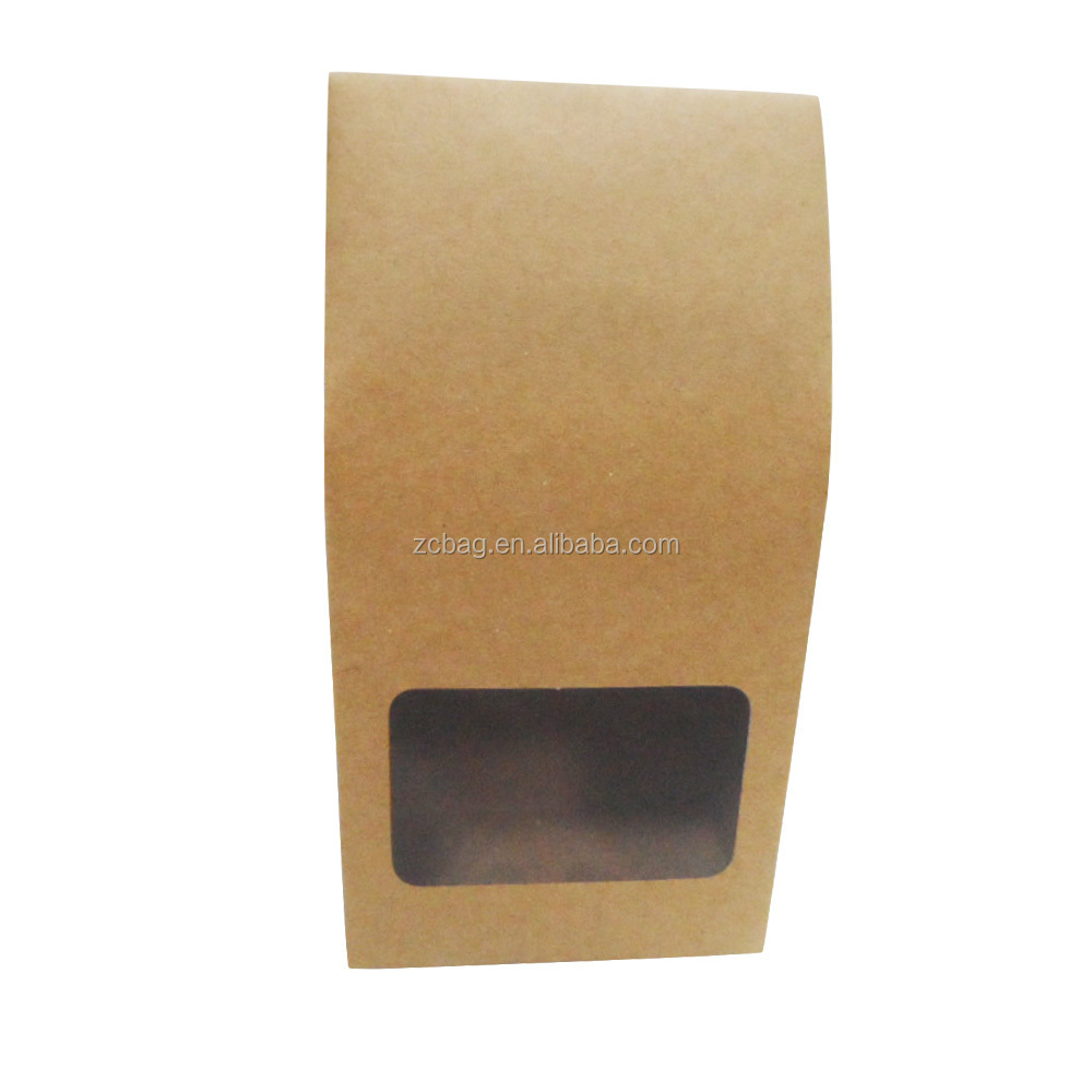 Grocery Favor Packaging Window Kraft Paper Portable Stand Up Recycle Flat Natural Pocket Wholesale Candy Dry Fruits Recycle Box