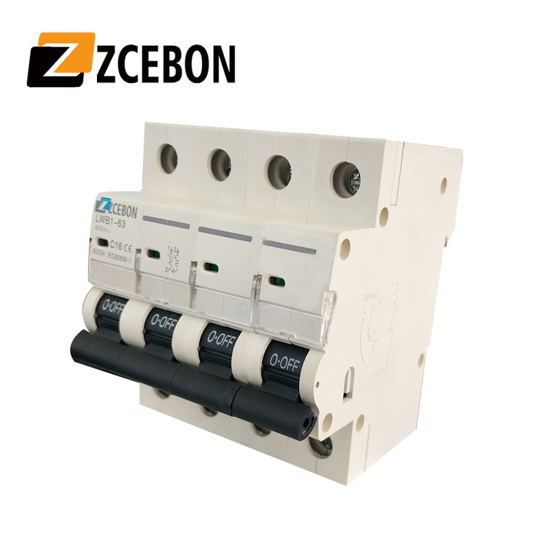 ZCEBOX 2Poles C63 Miniature Circuit Breaker / MCB Double Poles AC DC DZ47 China Manufacturer OEM MCB