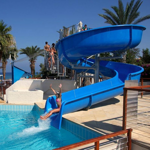 Backyard hard pool open spiral water slide