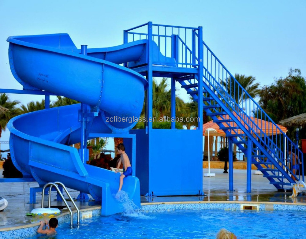 Resort hotel used swimming pool commercial fiberglass water slide for kids