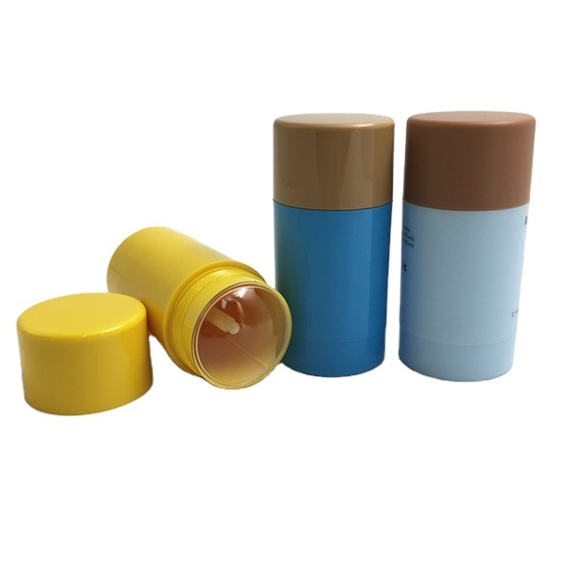 OEM OEM Hot selling 30g,50g,75g AS material cylinder deodorant stick container/glue stick containers with  wood cap