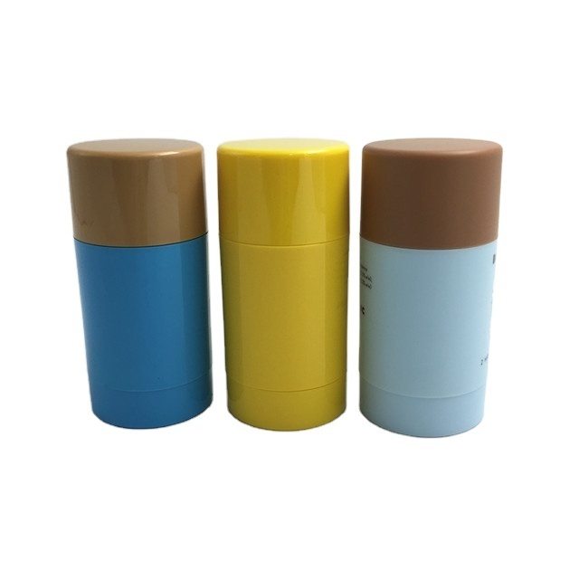 OEM OEM Hot selling 30g,50g,75g AS material cylinder deodorant stick container/glue stick containers with  wood cap