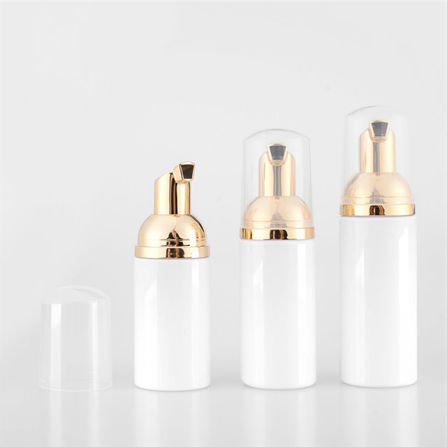 50ml Plastic Foamer Bottle Pump white liquid Soap Dispenser wholesale Foam bottle with golden foamer