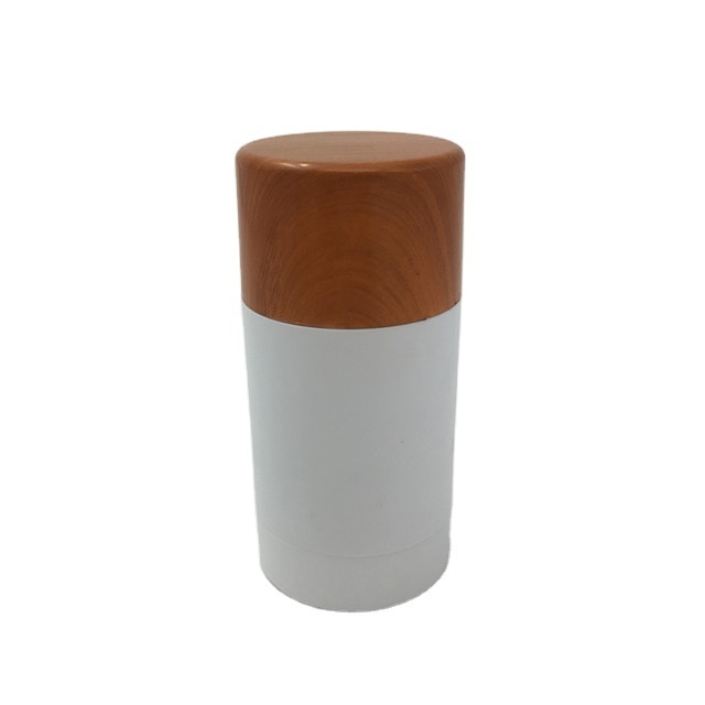 OEM OEM Hot selling 30g,50g,75g AS material cylinder deodorant stick container/glue stick containers with  wood cap