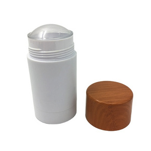 OEM OEM Hot selling 30g,50g,75g AS material cylinder deodorant stick container/glue stick containers with  wood cap