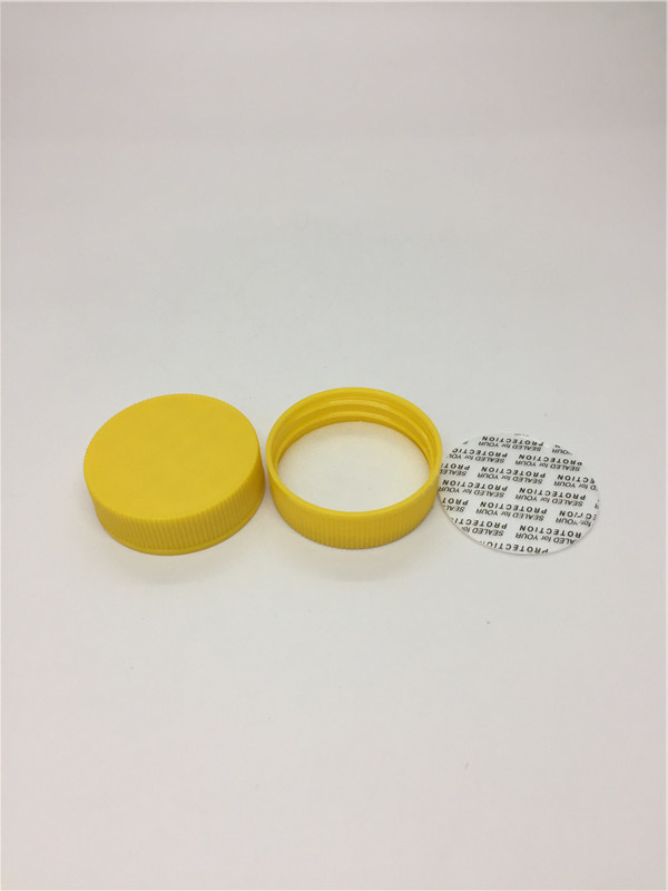 OEM OEM High Quality 38mm Yellow Ribbed Screw Closure Packer Cap 38/400 Bottle Lids With Foam Liner