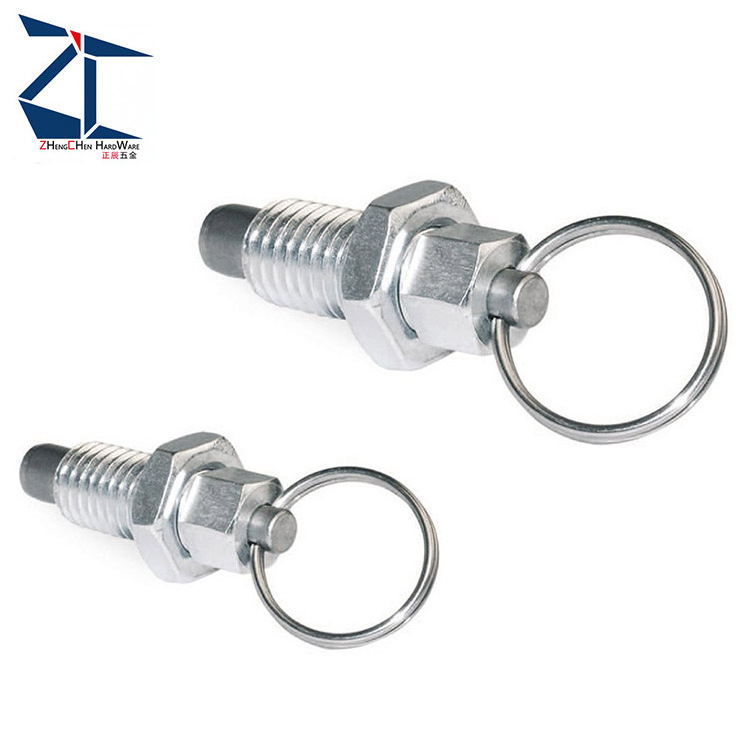 Stainless Steel Non Lock Out Type Stubby Hand Retractable Spring Loaded Pull Ring Indexing Plunger