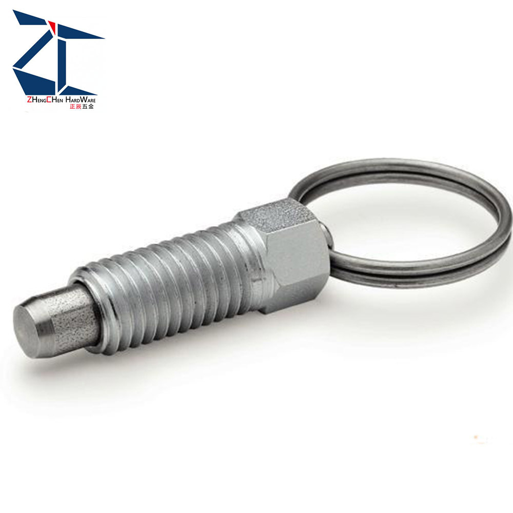 Stainless Steel Non Lock Out Type Stubby Hand Retractable Spring Loaded Pull Ring Indexing Plunger