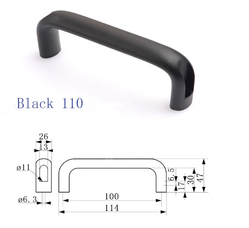 Electrostatic Coating (mat Black) Oval Handles U-shaped Window Handle Standard Lengths UADR132 Aluminum Alloy Industrial T/T