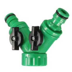 XX0155 3/4" Y Quick Connector Hose Pipe Tool Garden Hose Faucet 2 Way With Valve Water Tap Splitters Adapter