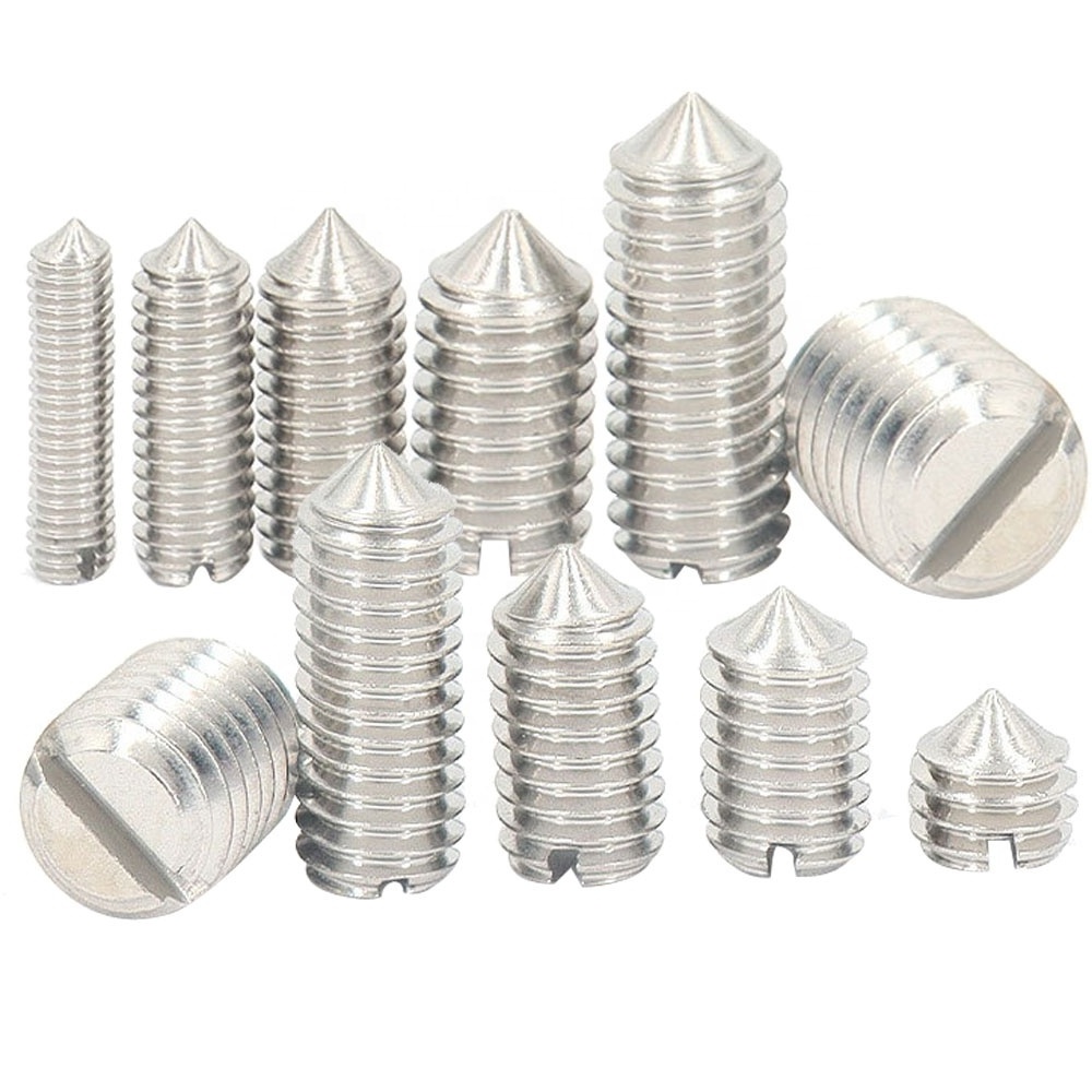 Wholesale DIN916 1/4-20 3/8-16 m3 m4 stainless steel Brass Copper zinc fine tooth hex socket Slotted Flat Point Grub Set Screw