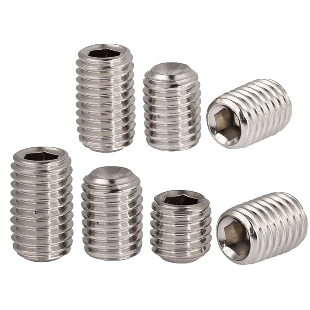 Wholesale DIN916 1/4-20 3/8-16 m3 m4 stainless steel Brass Copper zinc fine tooth hex socket Slotted Flat Point Grub Set Screw