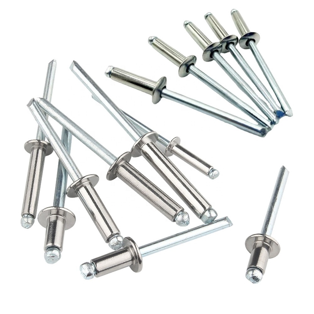 Chinese Manufacturers 4.8mm 6.4mm Galvanized Open End Type Dome Head Rivets Stainless Steel Aluminium Pop Blind Rivet