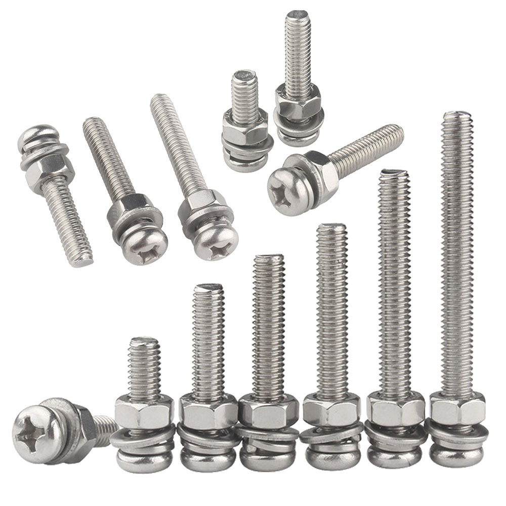 Custom m5 m8 Galvanized Zinc Plain Aluminum Stainless Steel Slotted Torx Hex Pan Head Sems Combination Nut Washer Bolt Screw