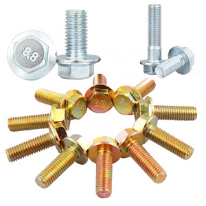 SS 304 bolts 3/8" 9MM M8 M6 12.9 8.8 zinc threaded titanium bolt with internal thread hexagon head flange bolt screw