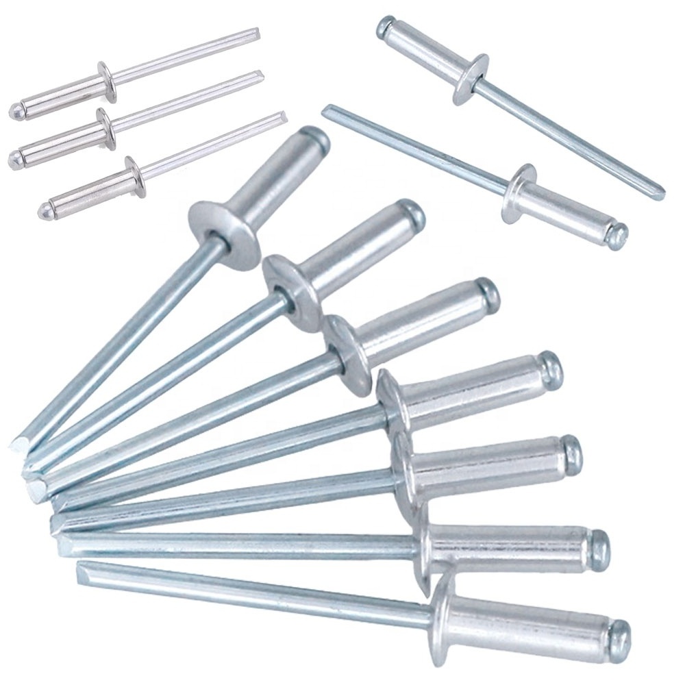 Chinese Manufacturers 4.8mm 6.4mm Galvanized Open End Type Dome Head Rivets Stainless Steel Aluminium Pop Blind Rivet