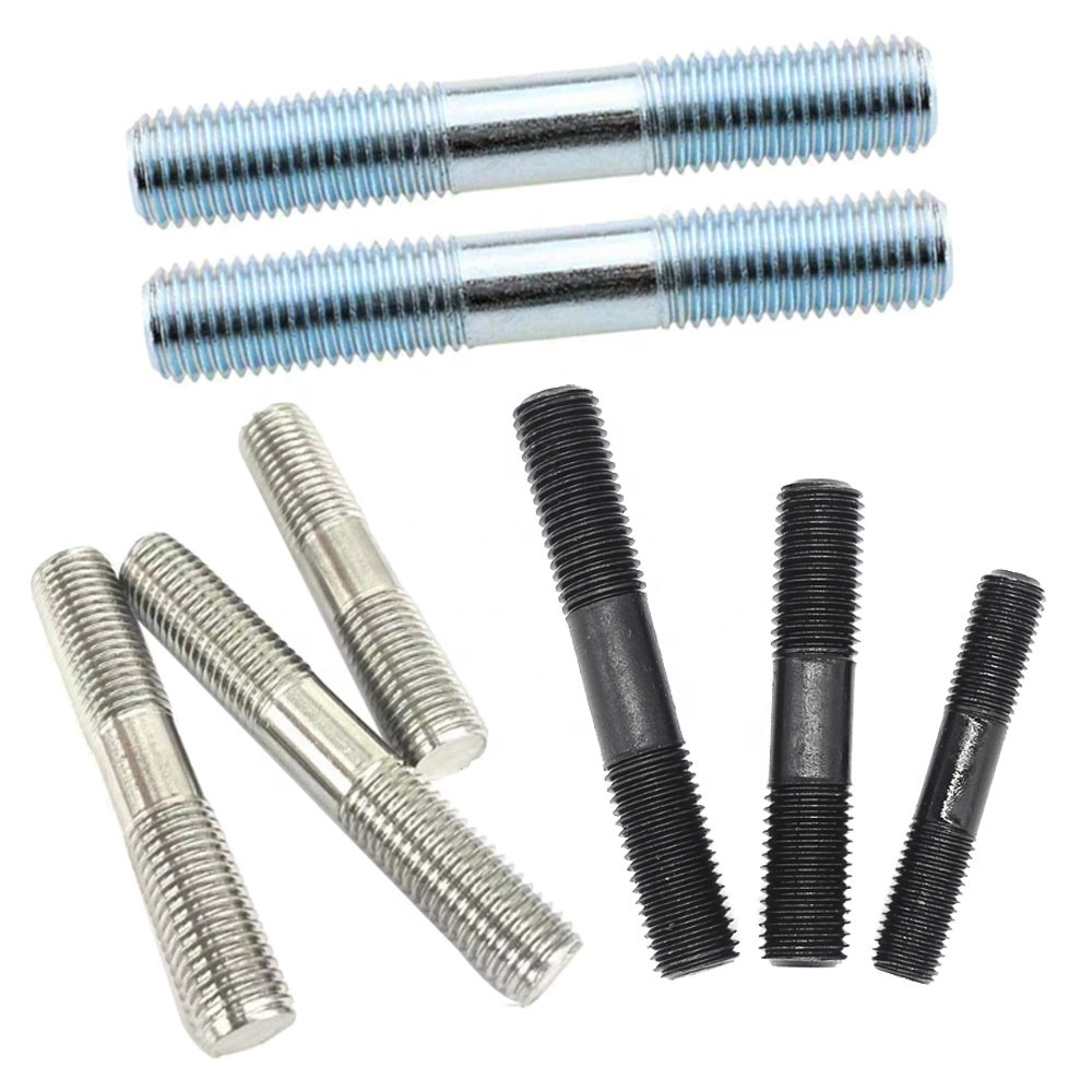 8.8 Grade Carbon Steel Trailer Wheel Double Threaded Stud Bolt M5 M8 Stud Bolt Black Zinc Threaded Bolt rod