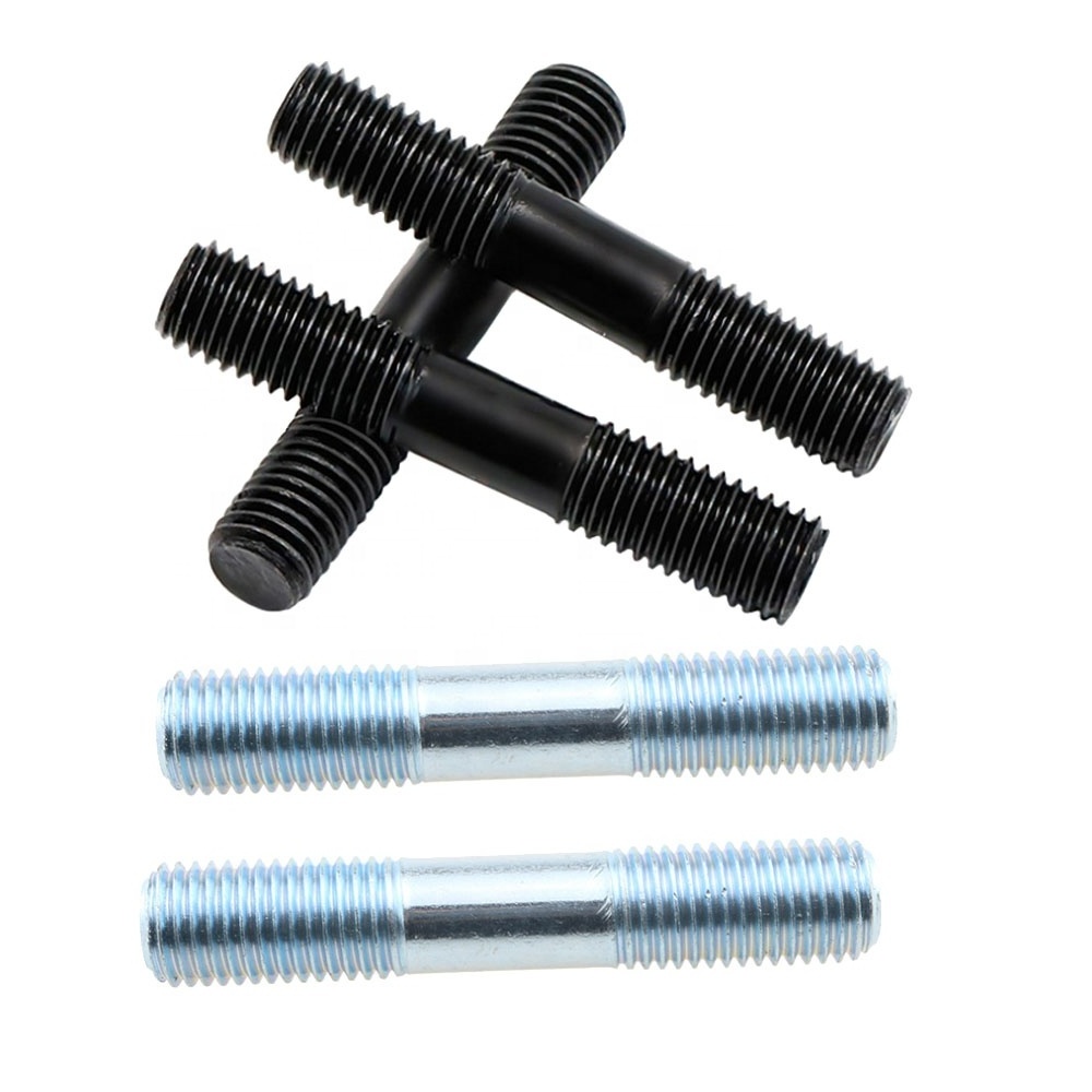 8.8 Grade Carbon Steel Trailer Wheel Double Threaded Stud Bolt M5 M8 Stud Bolt Black Zinc Threaded Bolt rod