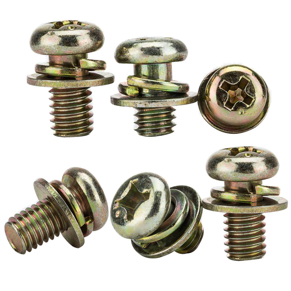 Custom m5 m8 Galvanized Zinc Plain Aluminum Stainless Steel Slotted Torx Hex Pan Head Sems Combination Nut Washer Bolt Screw