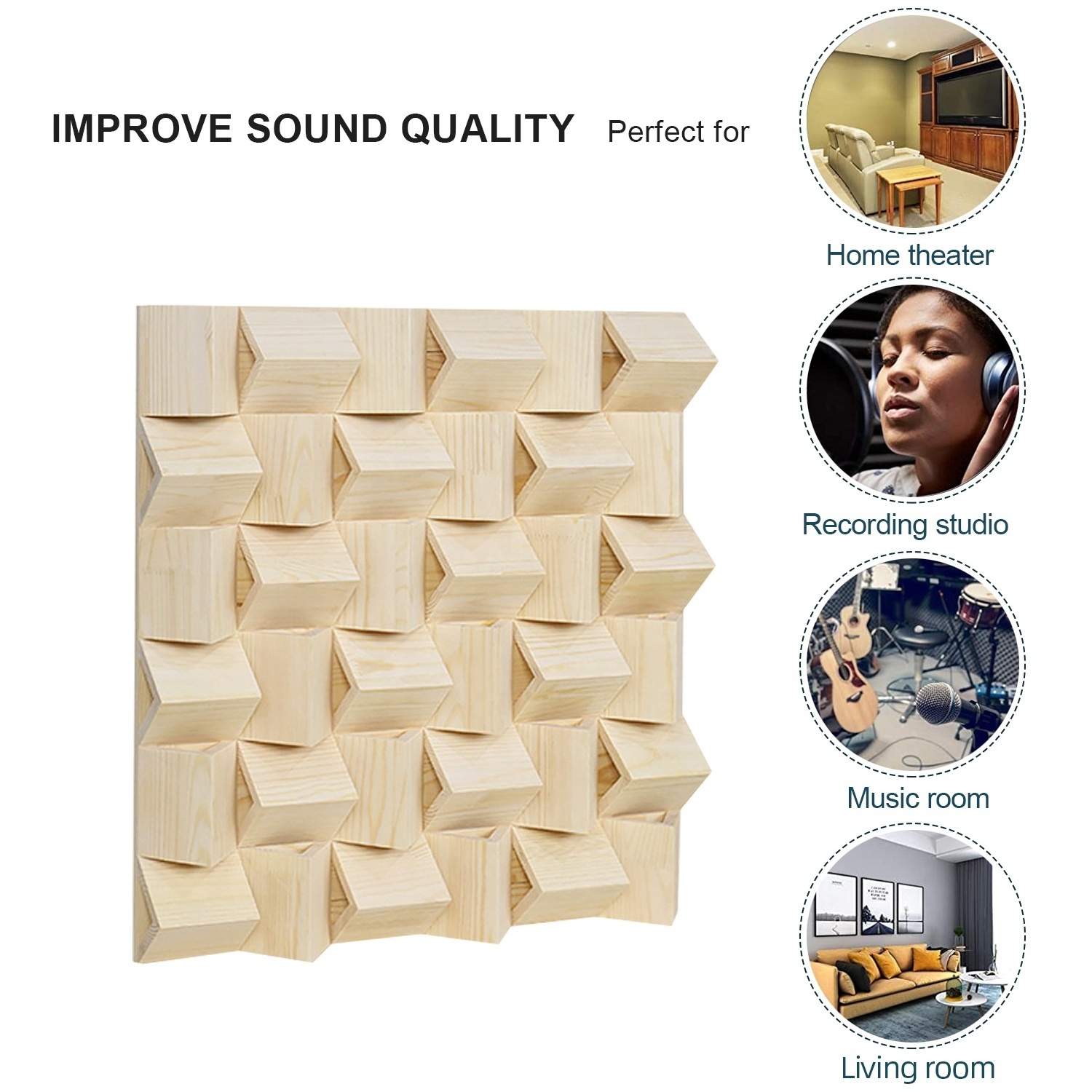 Wood Sound  Acoustical Diffusion Wall Panels Wood acoustic Diffuser for  music Studio Recording room theater