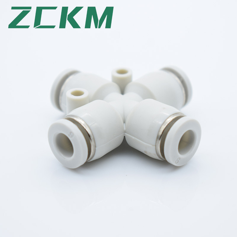 4 Way Straight Push Fittings Plastic Quick Release Connectors Air Line Fittings One Touch PZA Series Pneumatic Fittings