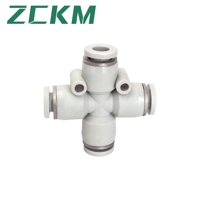 4 Way Straight Push Fittings Plastic Quick Release Connectors Air Line Fittings One Touch PZA Series Pneumatic Fittings