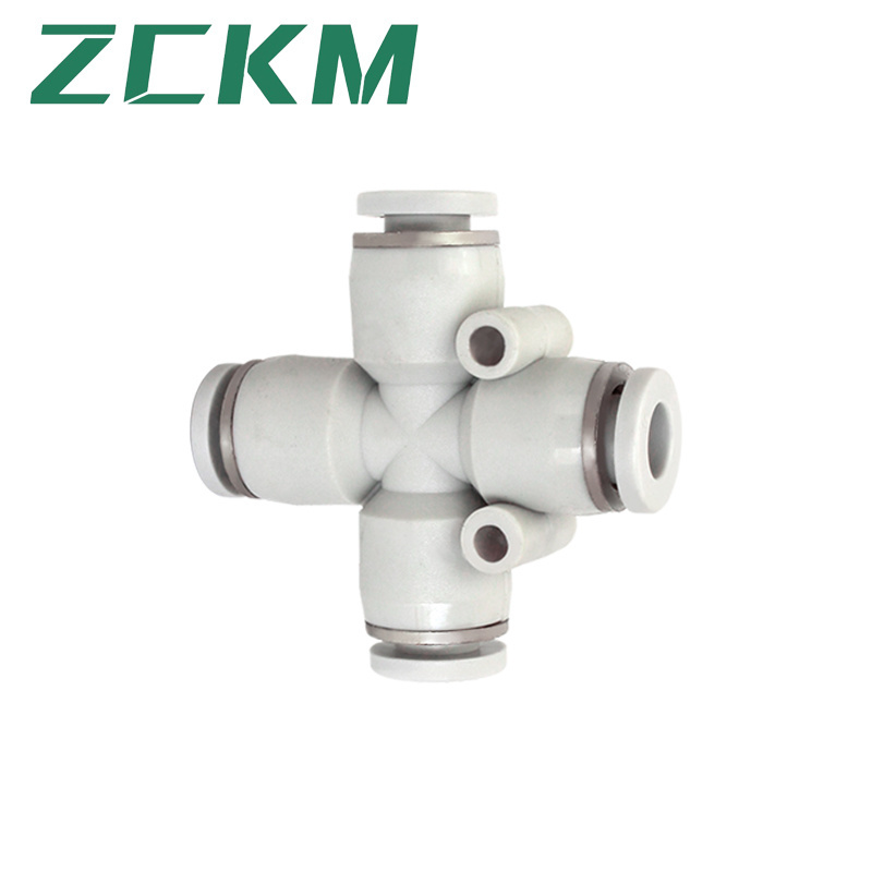 4 Way Straight Push Fittings Plastic Quick Release Connectors Air Line Fittings One Touch PZA Series Pneumatic Fittings