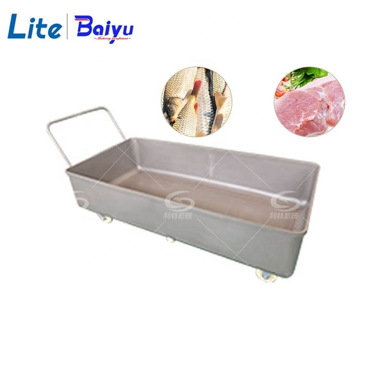 Food Grade 304 Stainless Steel Hand Cart Industrial Bin Trolley For Food Processing Machinery