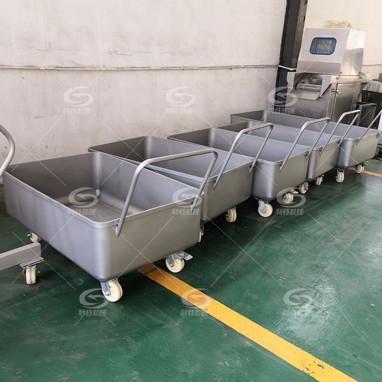 Food Grade 304 Stainless Steel Hand Cart Industrial Bin Trolley For Food Processing Machinery