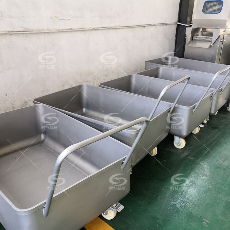 Food Grade 304 Stainless Steel Hand Cart Industrial Bin Trolley For Food Processing Machinery