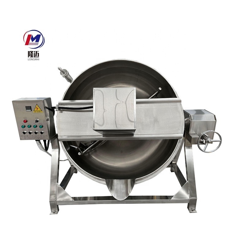 100L-1000L Double Jacketed Lpg Gas Lng Heating Cooking Kettle With Agitator For Tomato Sauces For Food Processing