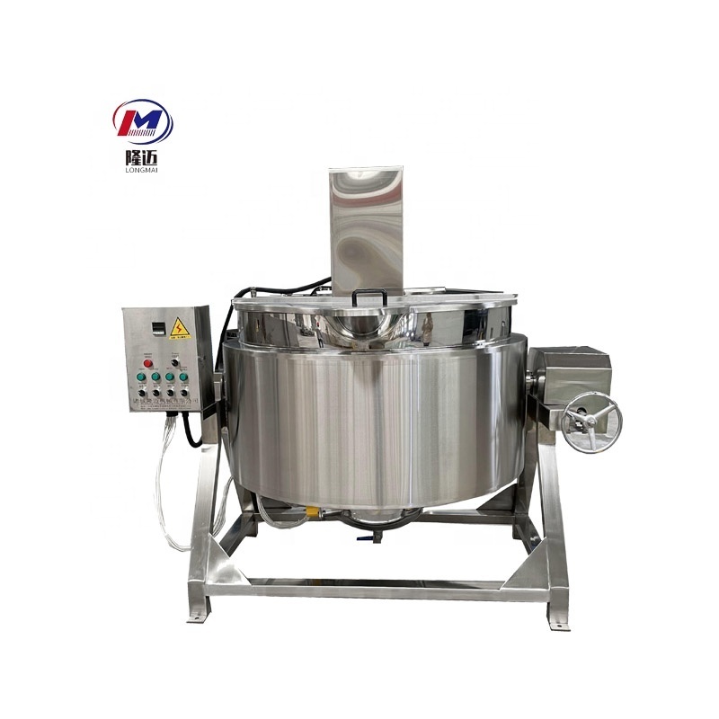 100L-1000L Double Jacketed Lpg Gas Lng Heating Cooking Kettle With Agitator For Tomato Sauces For Food Processing