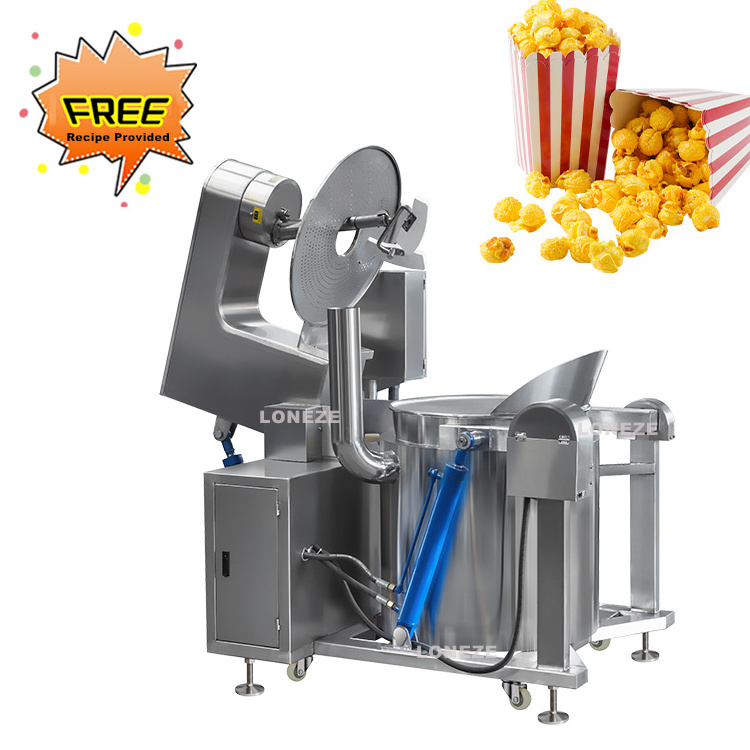 Industrial Commercial Automatic Caramel Coated Pop Corn Making Machine Kettle Mushroom Popcorn Machine