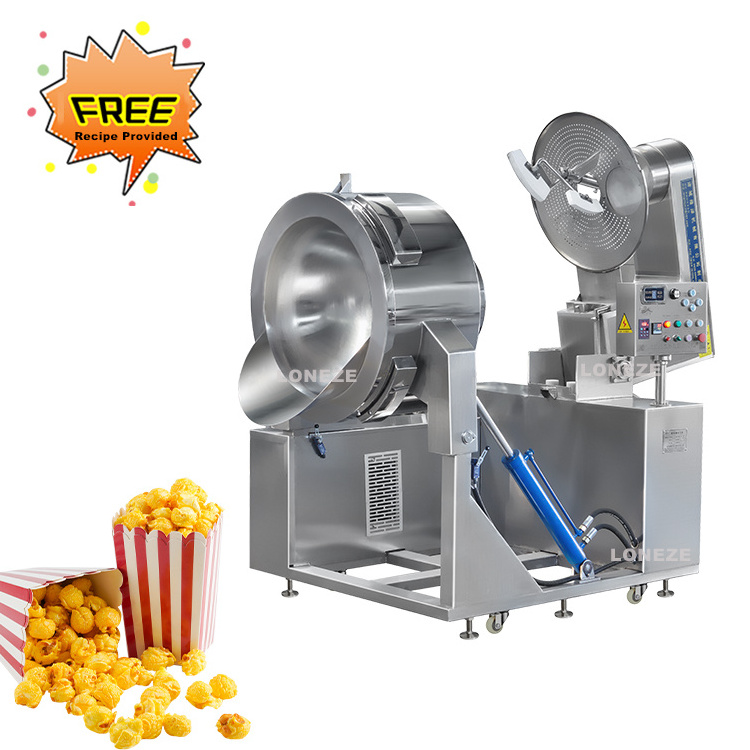 Industrial Commercial Automatic Caramel Coated Pop Corn Making Machine Kettle Mushroom Popcorn Machine