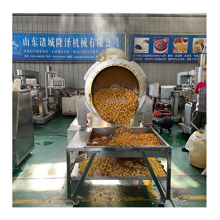 Industrial Commercial Automatic Caramel Coated Pop Corn Making Machine Kettle Mushroom Popcorn Machine