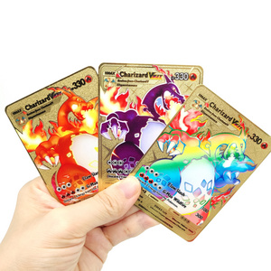 Latest English / French / Japanese Version Metal Poke mon Cards Poke mon Mega Ex Trading Card Game Carte Poke mon