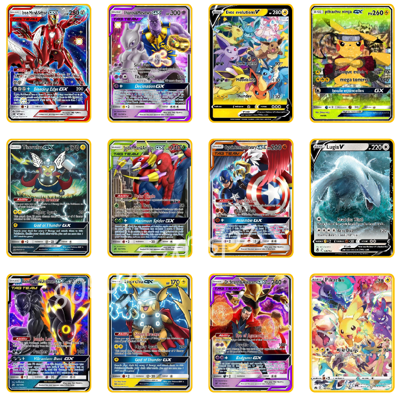 In Stock Gold Metal Rainbow Pikachu Vmax Charizard Poke mon Cards New Trading Cards Collection Game Dragon pearl Nar uto