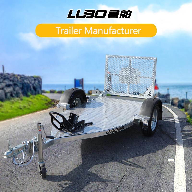 China LUBO pull behind motorcycle trailer rail foldable motorcycle trailer   motorbike trailer