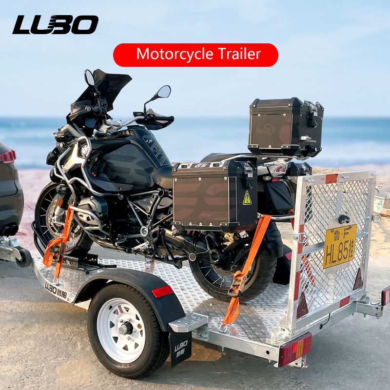 China LUBO pull behind motorcycle trailer rail foldable motorcycle trailer   motorbike trailer