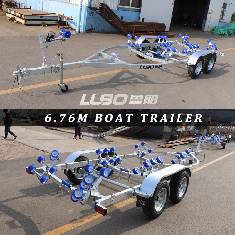 6.76 m  double axle rib boat trailer for 6.8m rib boat