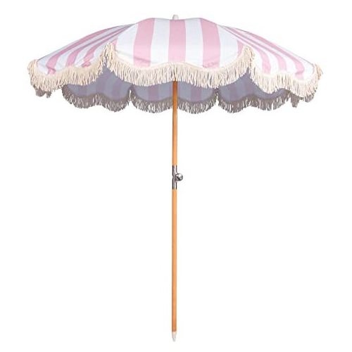 Parasols  Boho Wooden Custom Luxury Portable 8 Feet Beach Umbrellas with Tassels  Vintage Fringe Sun Outdoor Pole Canvas